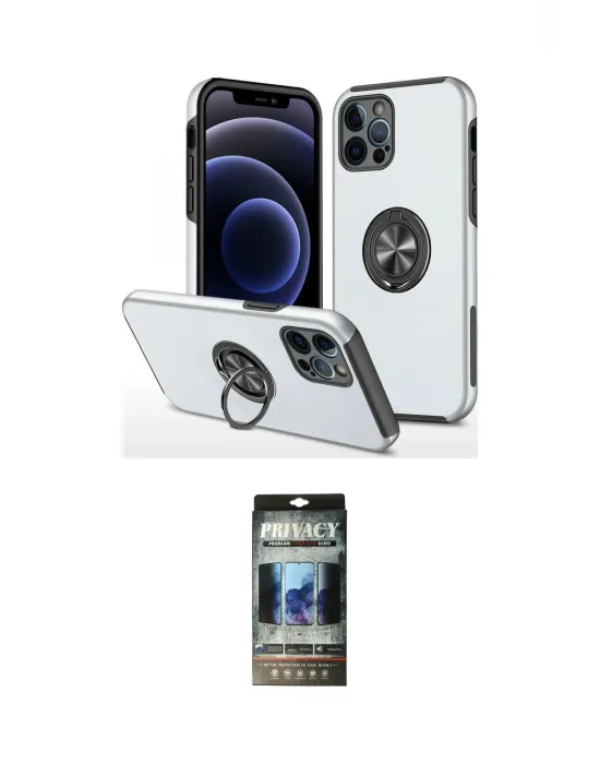 ieg™ iPhone 12 Pro Kılıf Odak Form Prime - Siyah 34D Hayalet Izgaralı Cam