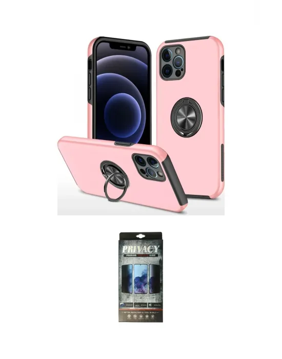 ieg™ iPhone 12 Pro Kılıf Odak Form Prime - Siyah 34D Hayalet Izgaralı Cam