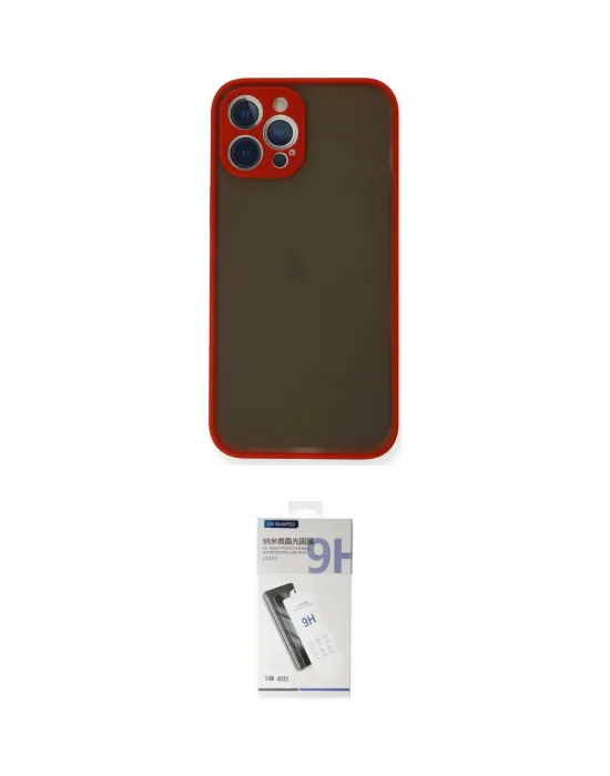 ieg™ iPhone 12 Pro Max Kılıf Ahenk Çizgi Serisi - Şeffaf Uv Polymer Nano Ekran Koruyucu