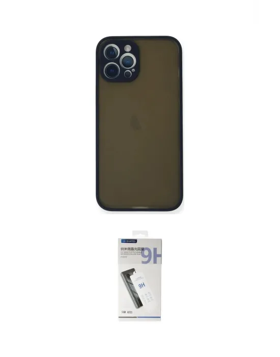 ieg™ iPhone 12 Pro Max Kılıf Ahenk Çizgi Serisi - Şeffaf Uv Polymer Nano Ekran Koruyucu