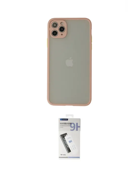 ieg™ iPhone 12 Pro Max Kılıf Ahenk Çizgi Serisi - Şeffaf Uv Polymer Nano Ekran Koruyucu