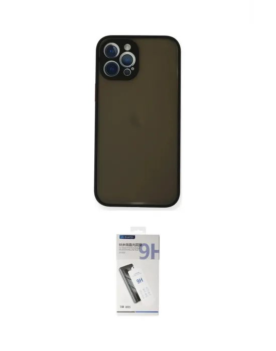 ieg™ iPhone 12 Pro Max Kılıf Ahenk Çizgi Serisi - Şeffaf Uv Polymer Nano Ekran Koruyucu