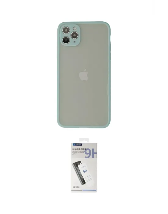 ieg™ iPhone 12 Pro Max Kılıf Ahenk Çizgi Serisi - Şeffaf Uv Polymer Nano Ekran Koruyucu