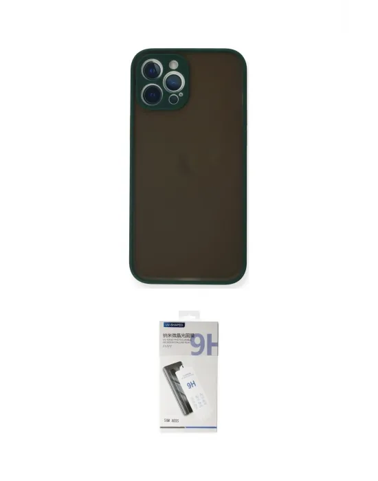 ieg™ iPhone 12 Pro Max Kılıf Ahenk Çizgi Serisi - Şeffaf Uv Polymer Nano Ekran Koruyucu