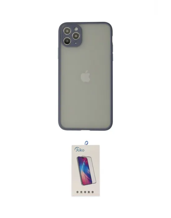 ieg™ iPhone 12 Pro Max Kılıf Ahenk Çizgi Serisi - Siyah Joko 5D Cam