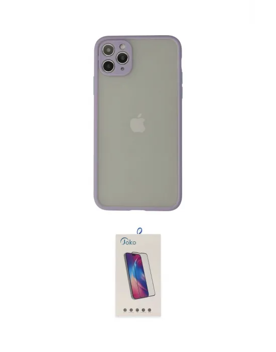 ieg™ iPhone 12 Pro Max Kılıf Ahenk Çizgi Serisi - Siyah Joko 5D Cam