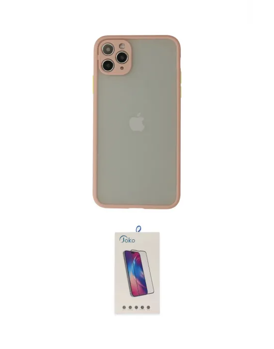 ieg™ iPhone 12 Pro Max Kılıf Ahenk Çizgi Serisi - Siyah Joko 5D Cam