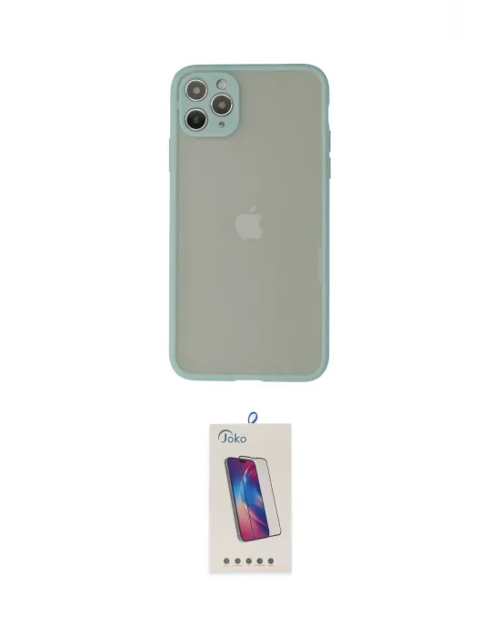 ieg™ iPhone 12 Pro Max Kılıf Ahenk Çizgi Serisi - Siyah Joko 5D Cam