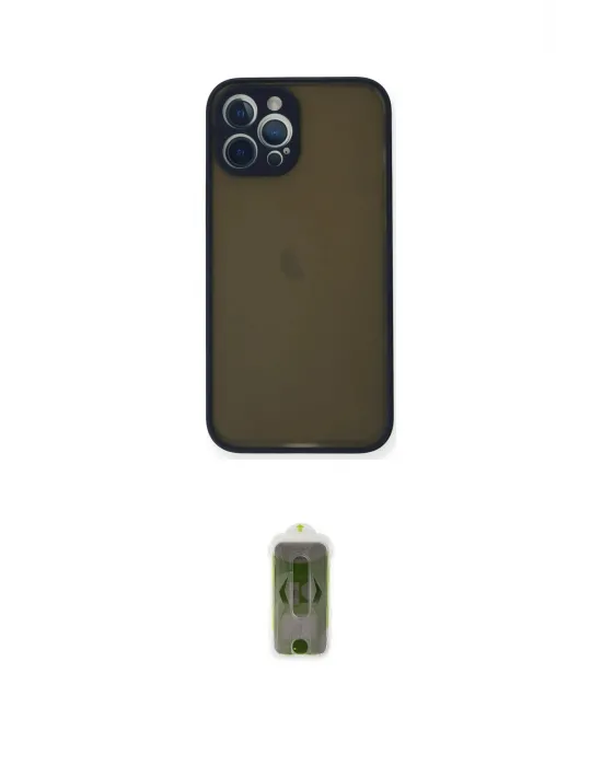 ieg™ iPhone 12 Pro Max Kılıf Ahenk Çizgi Serisi - Siyah Joko Magic 5D Hayalet Cam