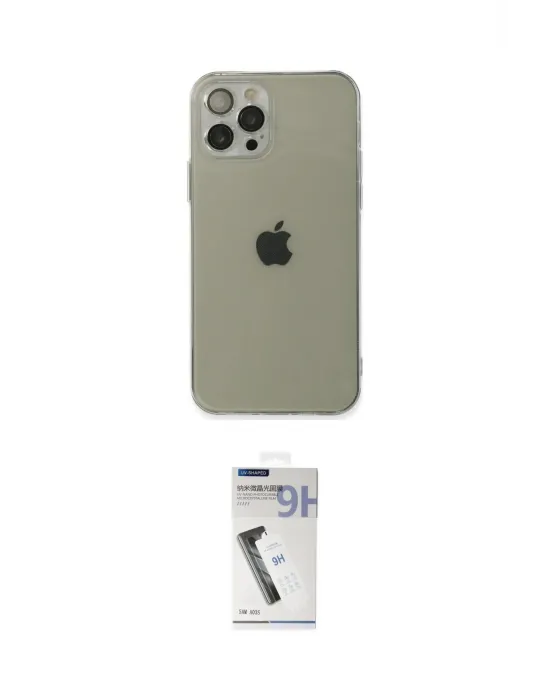 ieg™ iPhone 12 Pro Max Kılıf Ahenk Doku - Şeffaf Uv Polymer Nano Ekran Koruyucu