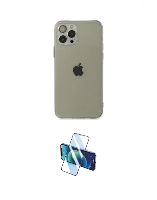 ieg™ iPhone 12 Pro Max Kılıf Ahenk Doku - Siyah 3D Antistatik Seramik Nano Ekran Koruyucu