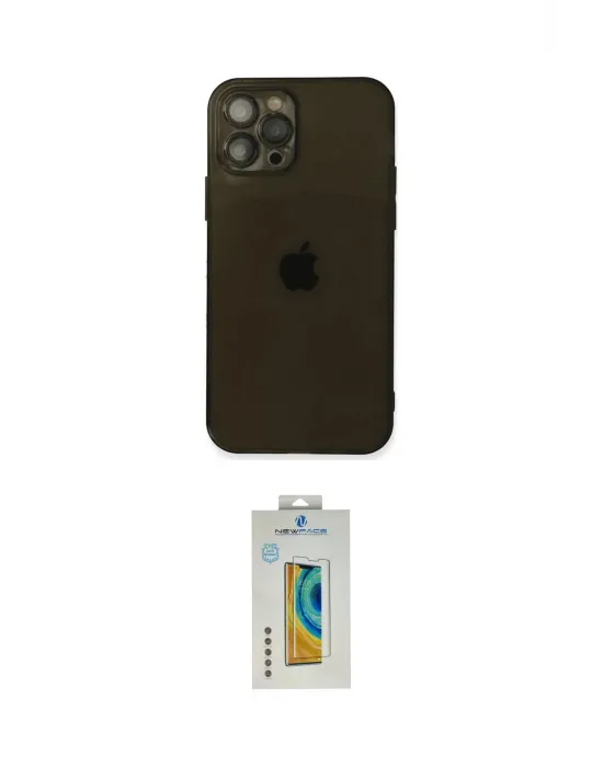 ieg™ iPhone 12 Pro Max Kılıf Ahenk Doku - Siyah Polymer Nano Ekran Koruyucu