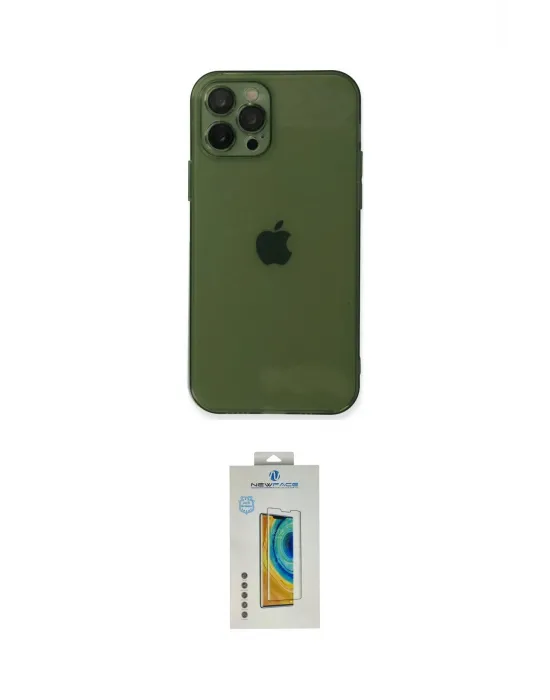 ieg™ iPhone 12 Pro Max Kılıf Ahenk Doku - Siyah Polymer Nano Ekran Koruyucu