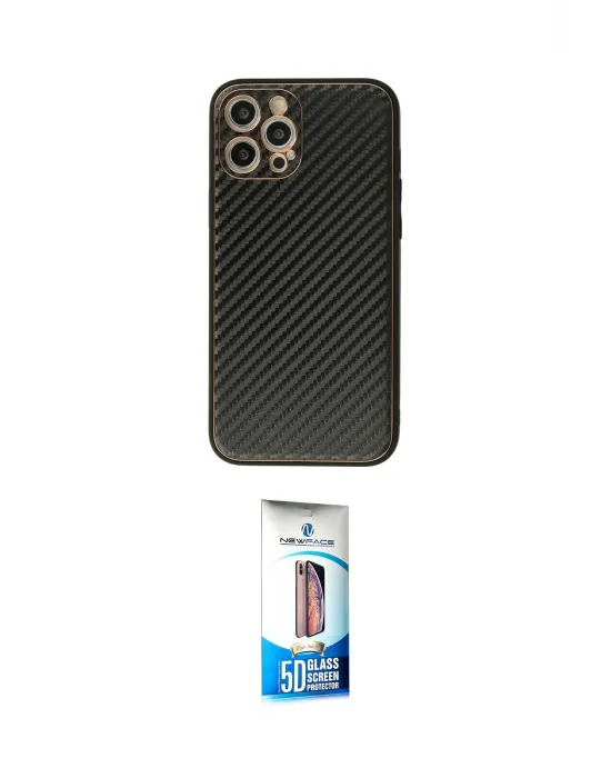 ieg™ iPhone 12 Pro Max Kılıf Ahenk Işık - Siyah 5D Eko Cam Ekran Koruyucu