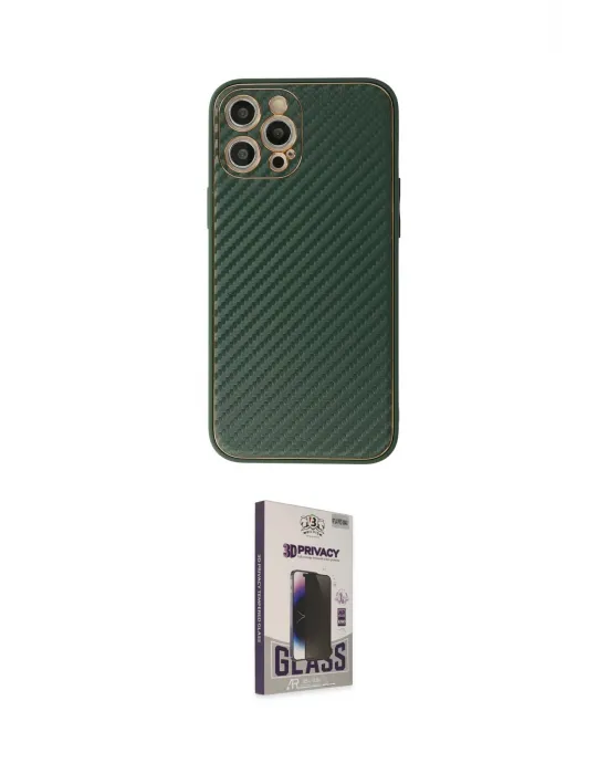 ieg™ iPhone 12 Pro Max Kılıf Ahenk Işık - Siyah Bilvis Hayalet Cam Ekran Koruyucu