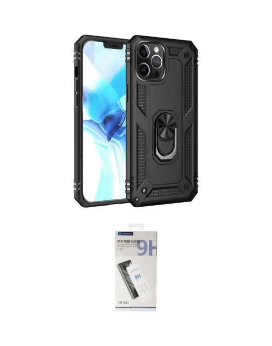 ieg™ iPhone 12 Pro Max Kılıf Ahenk Klasik Koleksiyonu - Şeffaf Uv Polymer Nano Ekran Koruyucu