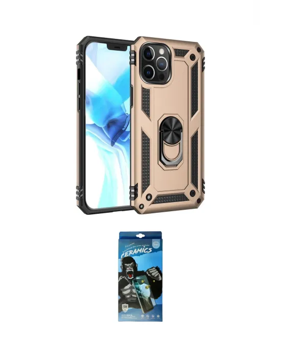 ieg™ iPhone 12 Pro Max Kılıf Ahenk Klasik Koleksiyonu - Siyah 34D Izgaralı Cam