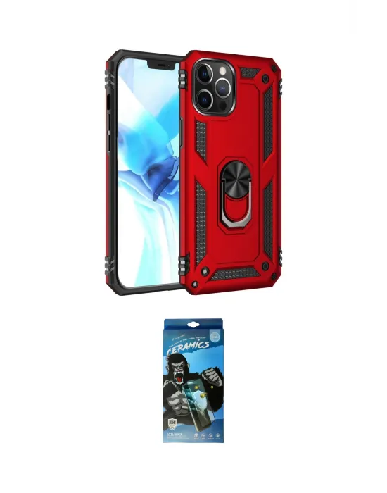 ieg™ iPhone 12 Pro Max Kılıf Ahenk Klasik Koleksiyonu - Siyah 34D Izgaralı Cam