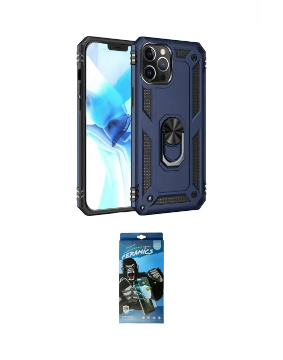 ieg™ iPhone 12 Pro Max Kılıf Ahenk Klasik Koleksiyonu - Siyah 34D Izgaralı Cam