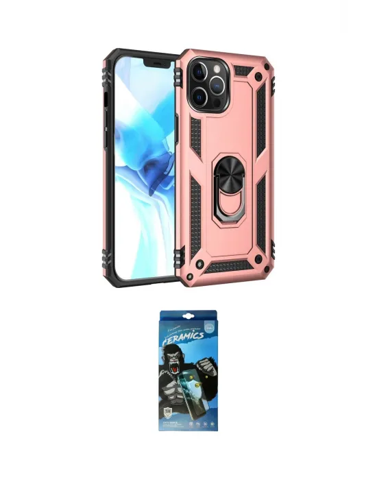 ieg™ iPhone 12 Pro Max Kılıf Ahenk Klasik Koleksiyonu - Siyah 34D Izgaralı Cam