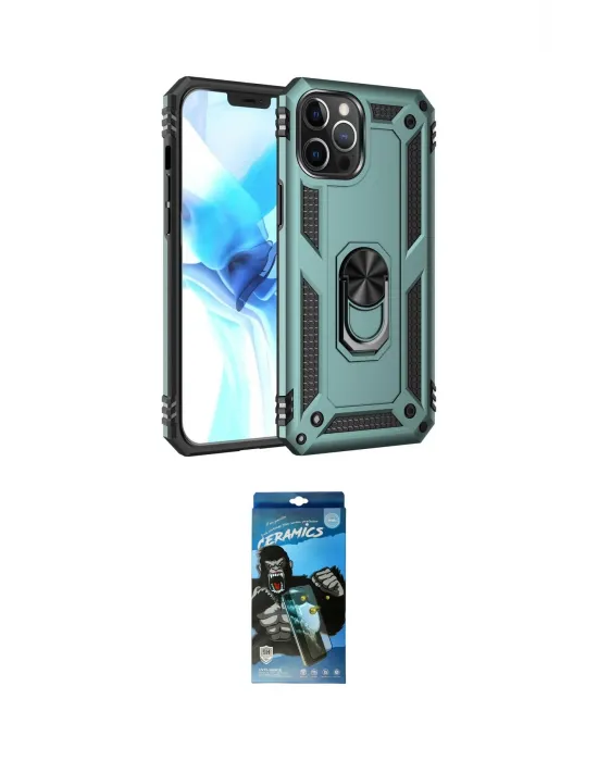 ieg™ iPhone 12 Pro Max Kılıf Ahenk Klasik Koleksiyonu - Siyah 34D Izgaralı Cam