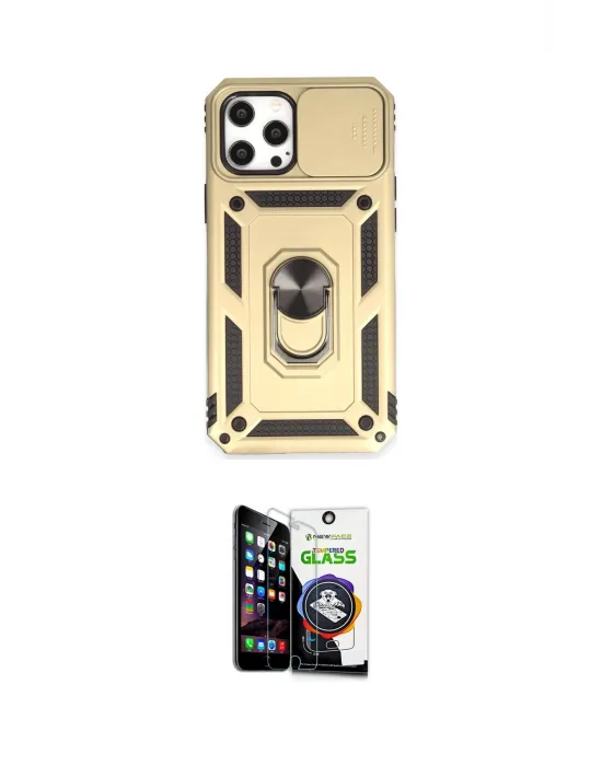 ieg™ iPhone 12 Pro Max Kılıf Ahenk Klasik - Şeffaf Temperli Cam Ekran Koruyucu