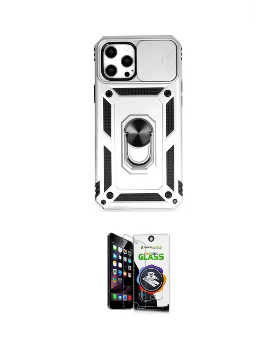 ieg™ iPhone 12 Pro Max Kılıf Ahenk Klasik - Şeffaf Temperli Cam Ekran Koruyucu