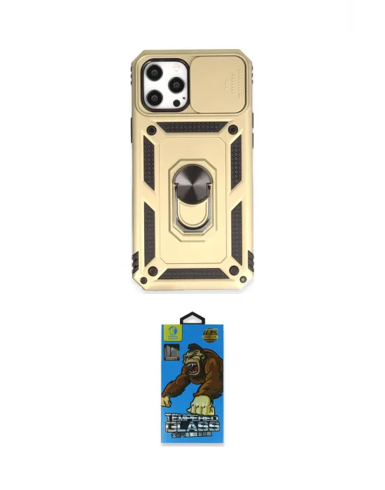 ieg™ iPhone 12 Pro Max Kılıf Ahenk Klasik - Siyah 18D Cam Ekran Koruyucu