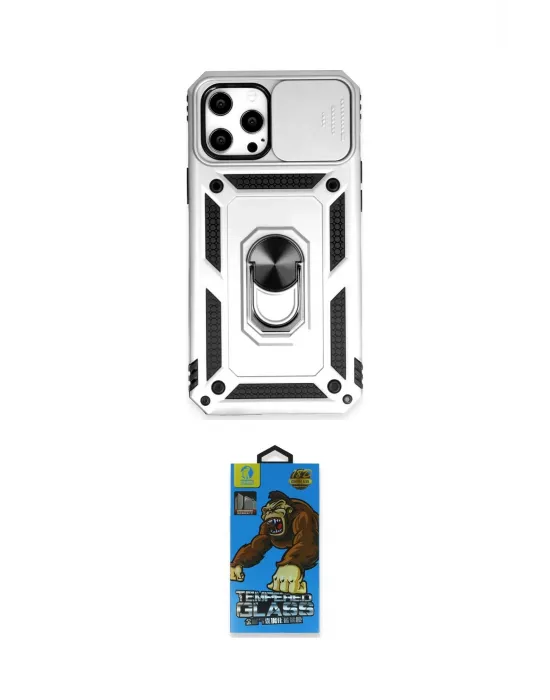 ieg™ iPhone 12 Pro Max Kılıf Ahenk Klasik - Siyah 18D Cam Ekran Koruyucu