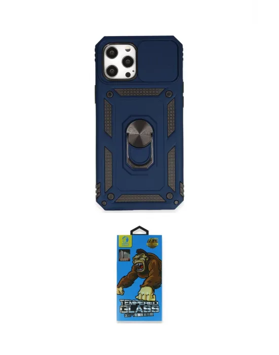 ieg™ iPhone 12 Pro Max Kılıf Ahenk Klasik - Siyah 18D Cam Ekran Koruyucu