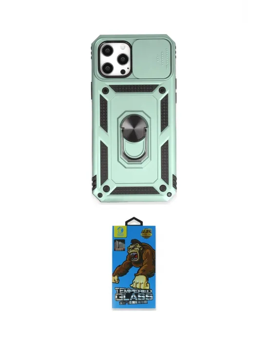 ieg™ iPhone 12 Pro Max Kılıf Ahenk Klasik - Siyah 18D Cam Ekran Koruyucu