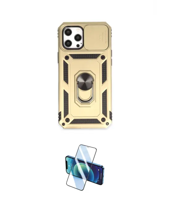 ieg™ iPhone 12 Pro Max Kılıf Ahenk Klasik - Siyah 3D Antistatik Cam Ekran Koruyucu
