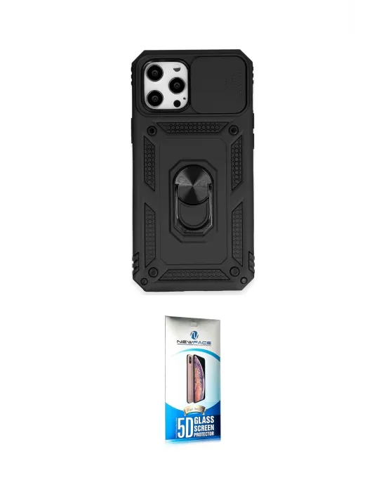 ieg™ iPhone 12 Pro Max Kılıf Ahenk Klasik - Siyah 5D Eko Cam Ekran Koruyucu