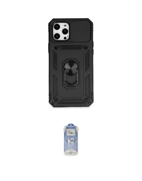 ieg™ iPhone 12 Pro Max Kılıf Ahenk Klasik - Siyah Joko Magic 5D Cam