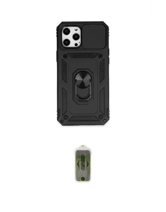 ieg™ iPhone 12 Pro Max Kılıf Ahenk Klasik - Siyah Joko Magic 5D Hayalet Cam