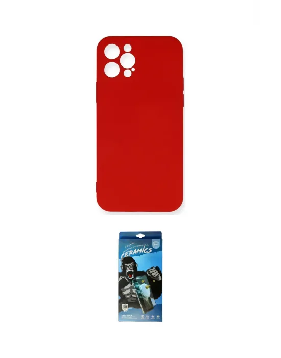ieg™ iPhone 12 Pro Max Kılıf Ahenk Serisi - Siyah 34D Izgaralı Cam