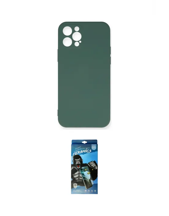 ieg™ iPhone 12 Pro Max Kılıf Ahenk Serisi - Siyah 34D Izgaralı Cam