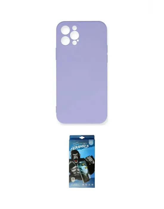 ieg™ iPhone 12 Pro Max Kılıf Ahenk Serisi - Siyah 34D Izgaralı Cam