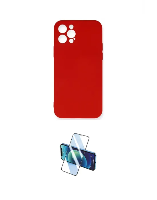 ieg™ iPhone 12 Pro Max Kılıf Ahenk Serisi - Siyah 3D Antistatik Cam Ekran Koruyucu