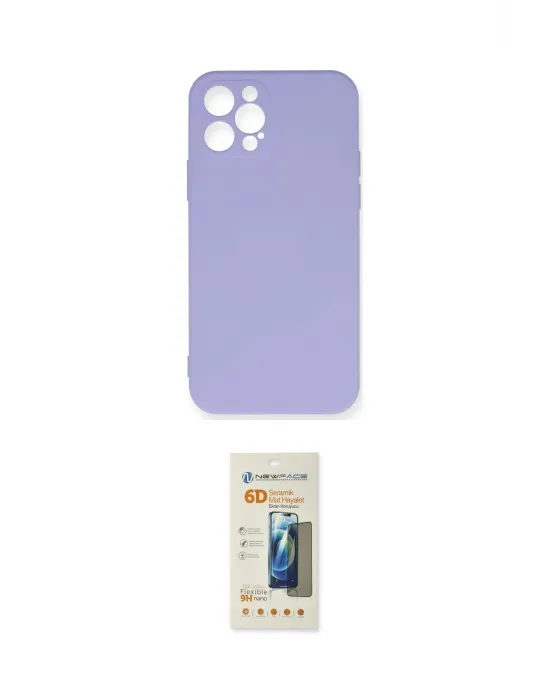 ieg™ iPhone 12 Pro Max Kılıf Ahenk Serisi - Siyah 6D Mat Seramik Hayalet Nano Ekran Koruyucu