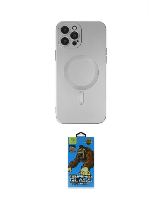 ieg™ iPhone 12 Pro Max Kılıf Akış Minimal Özel Seri - Siyah 18D Cam Ekran Koruyucu