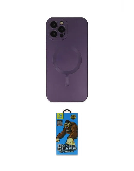 ieg™ iPhone 12 Pro Max Kılıf Akış Minimal Özel Seri - Siyah 18D Cam Ekran Koruyucu