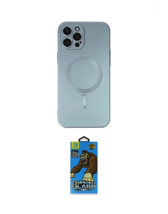 ieg™ iPhone 12 Pro Max Kılıf Akış Minimal Özel Seri - Siyah 18D Cam Ekran Koruyucu