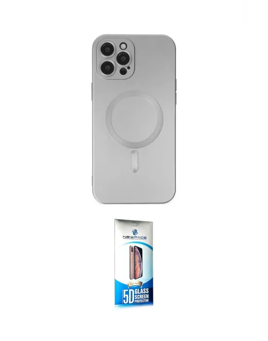 ieg™ iPhone 12 Pro Max Kılıf Akış Minimal Özel Seri - Siyah 5D Eko Cam Ekran Koruyucu