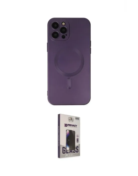 ieg™ iPhone 12 Pro Max Kılıf Akış Minimal Özel Seri - Siyah Bilvis Hayalet Cam Ekran Koruyucu