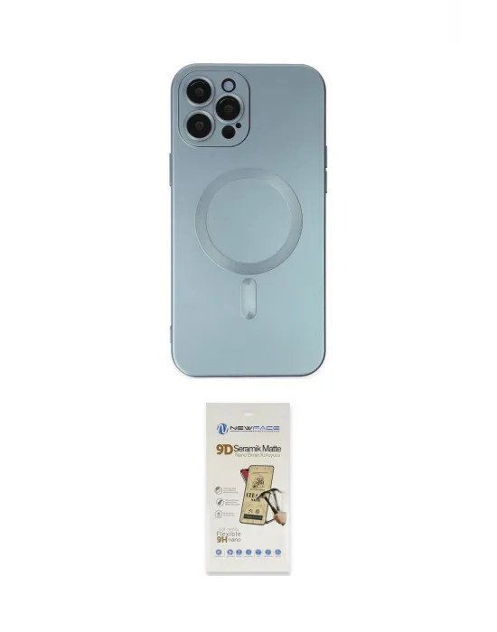 ieg™ iPhone 12 Pro Max Kılıf Akış Minimal Özel Seri - Siyah Mat Seramik Nano Ekran Koruyucu