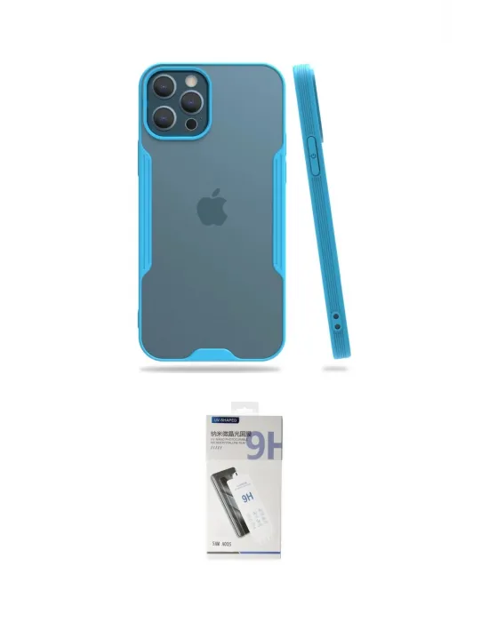 ieg™ iPhone 12 Pro Max Kılıf Atlas Asil Serisi - Şeffaf Uv Polymer Nano Ekran Koruyucu