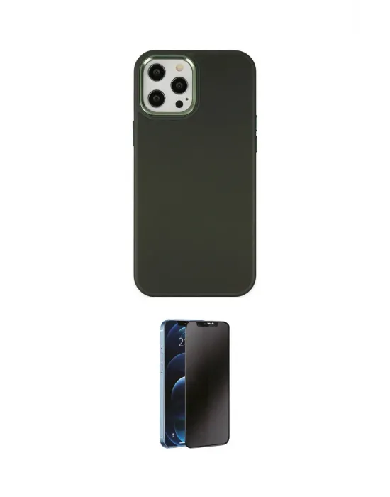 ieg™ iPhone 12 Pro Max Kılıf Çekirdek Çizgi - Siyah 3D Antistatik Hayalet Cam Ekran Koruyucu