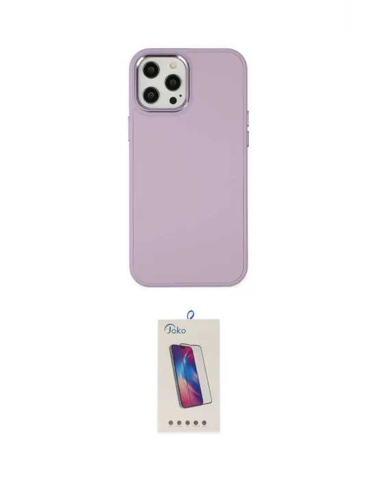 ieg™ iPhone 12 Pro Max Kılıf Çekirdek Çizgi - Siyah Joko 5D Cam