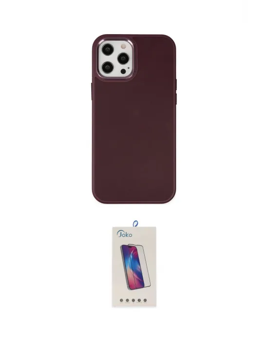 ieg™ iPhone 12 Pro Max Kılıf Çekirdek Çizgi - Siyah Joko 5D Cam